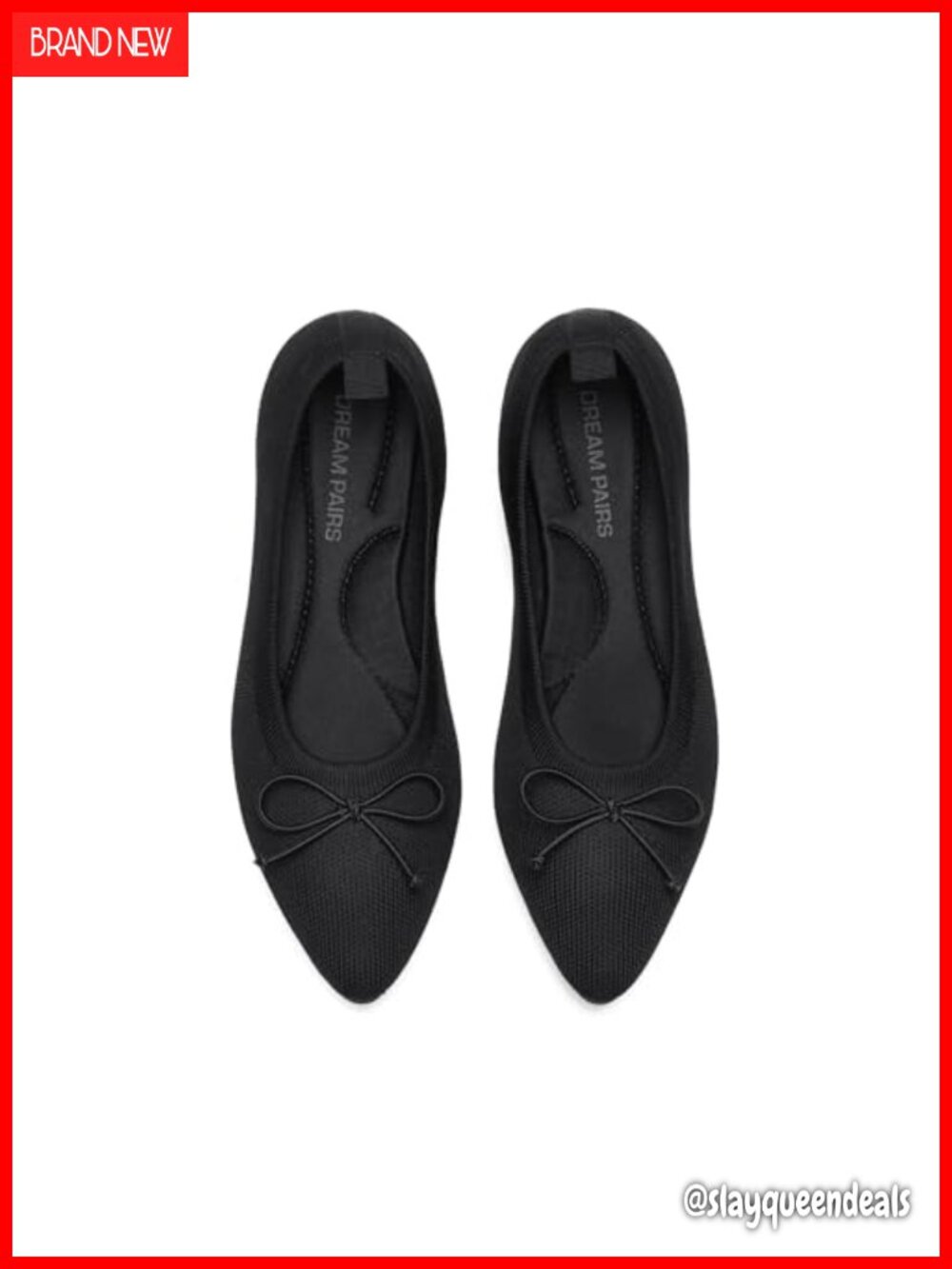 Knit Pointed Toe Ballet Flats Foldable Cushioned Comfort Bow-Knot Work Shoes